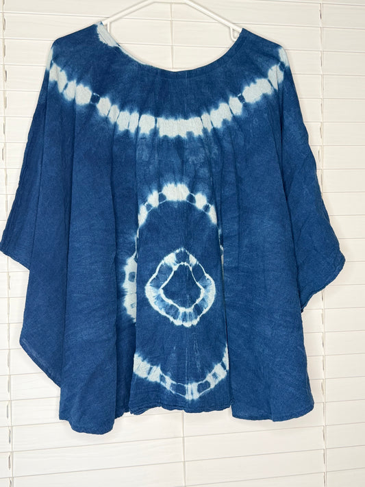 INDIGO SPIRAL TIE-DYE TOP